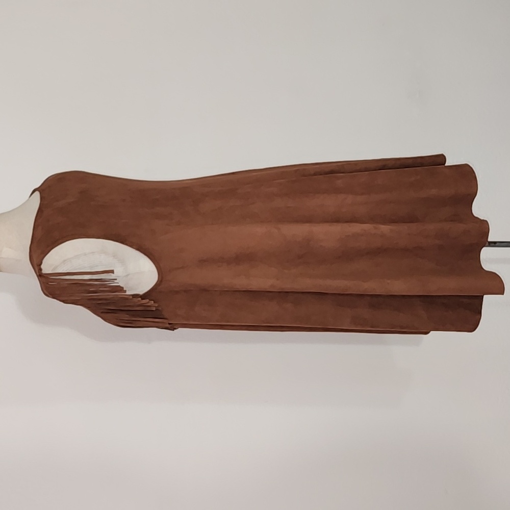 Tasha Polizzi Dress Fringed Faux Suede Western Cowgirl Brown Size S - Picture 5 of 12